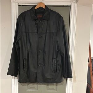 Danier Black Men's Leather Button-Front Jacket